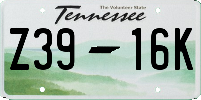 TN license plate Z3916K