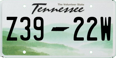 TN license plate Z3922W