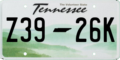 TN license plate Z3926K