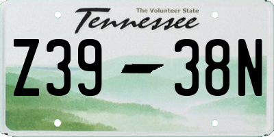 TN license plate Z3938N