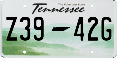 TN license plate Z3942G