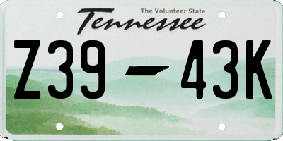 TN license plate Z3943K