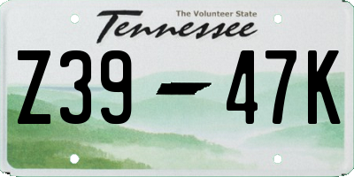TN license plate Z3947K