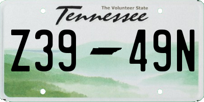 TN license plate Z3949N