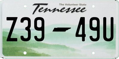 TN license plate Z3949U