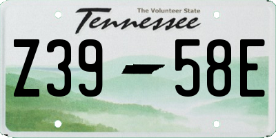 TN license plate Z3958E