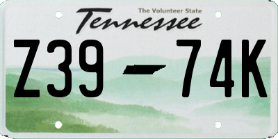 TN license plate Z3974K