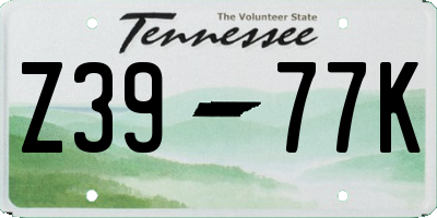 TN license plate Z3977K