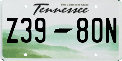 TN license plate Z3980N