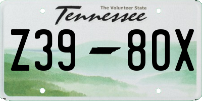 TN license plate Z3980X