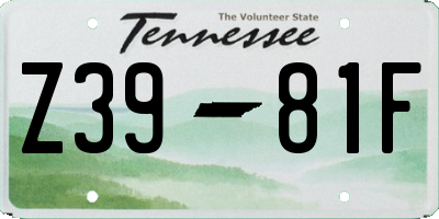 TN license plate Z3981F