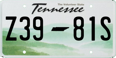 TN license plate Z3981S