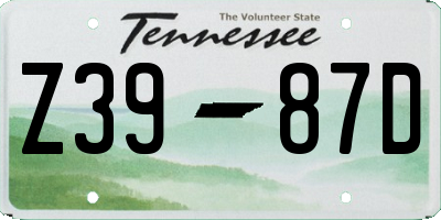TN license plate Z3987D