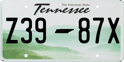 TN license plate Z3987X
