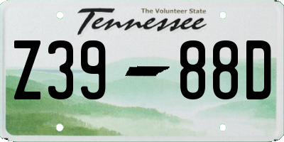 TN license plate Z3988D