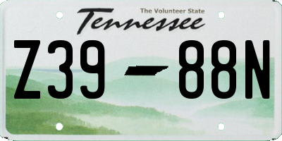 TN license plate Z3988N