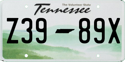 TN license plate Z3989X