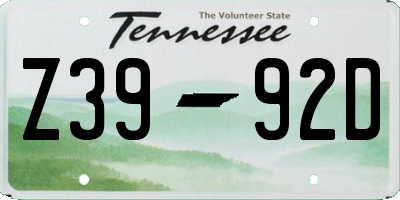 TN license plate Z3992D
