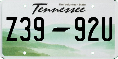 TN license plate Z3992U