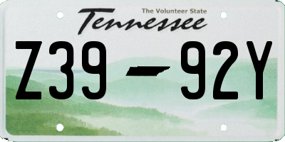 TN license plate Z3992Y
