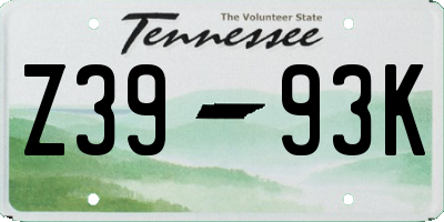 TN license plate Z3993K