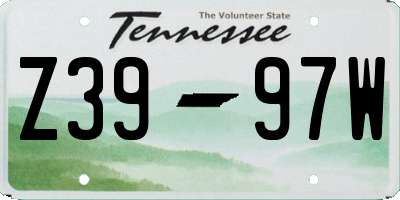 TN license plate Z3997W