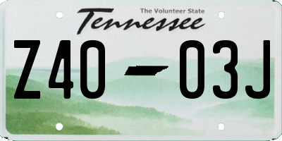 TN license plate Z4003J