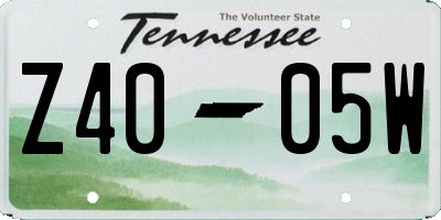 TN license plate Z4005W