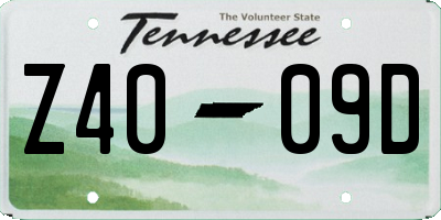 TN license plate Z4009D
