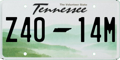 TN license plate Z4014M