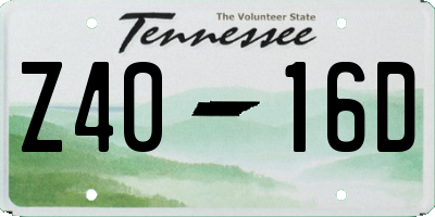 TN license plate Z4016D