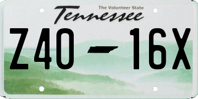 TN license plate Z4016X