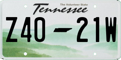 TN license plate Z4021W