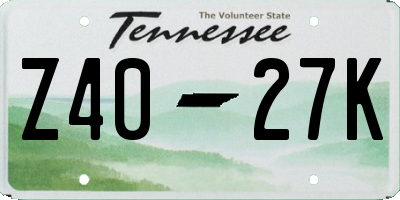 TN license plate Z4027K