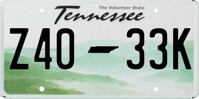TN license plate Z4033K