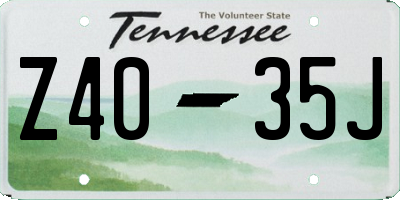 TN license plate Z4035J