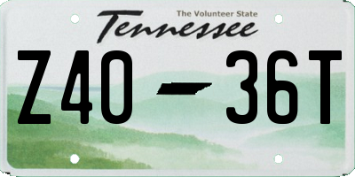 TN license plate Z4036T