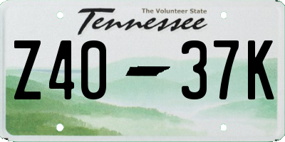 TN license plate Z4037K