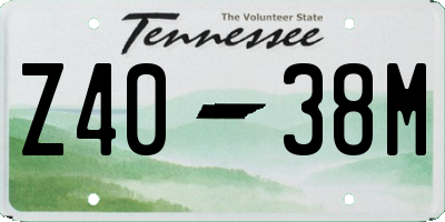 TN license plate Z4038M