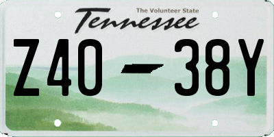 TN license plate Z4038Y