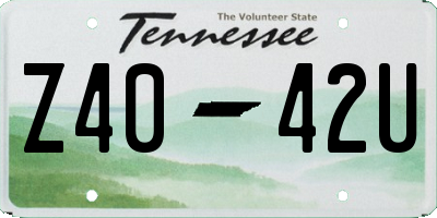TN license plate Z4042U