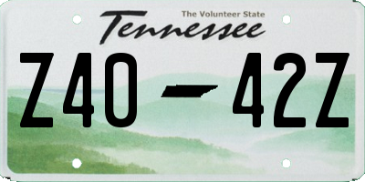 TN license plate Z4042Z