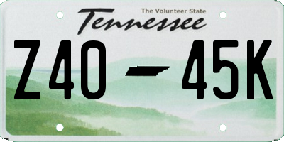 TN license plate Z4045K