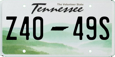 TN license plate Z4049S