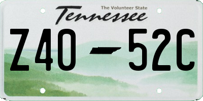 TN license plate Z4052C