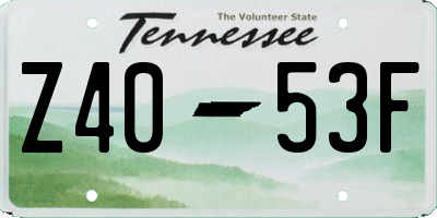 TN license plate Z4053F