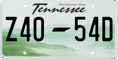 TN license plate Z4054D