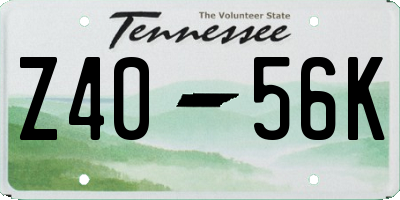 TN license plate Z4056K