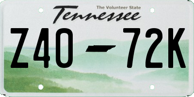 TN license plate Z4072K
