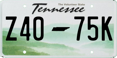 TN license plate Z4075K
